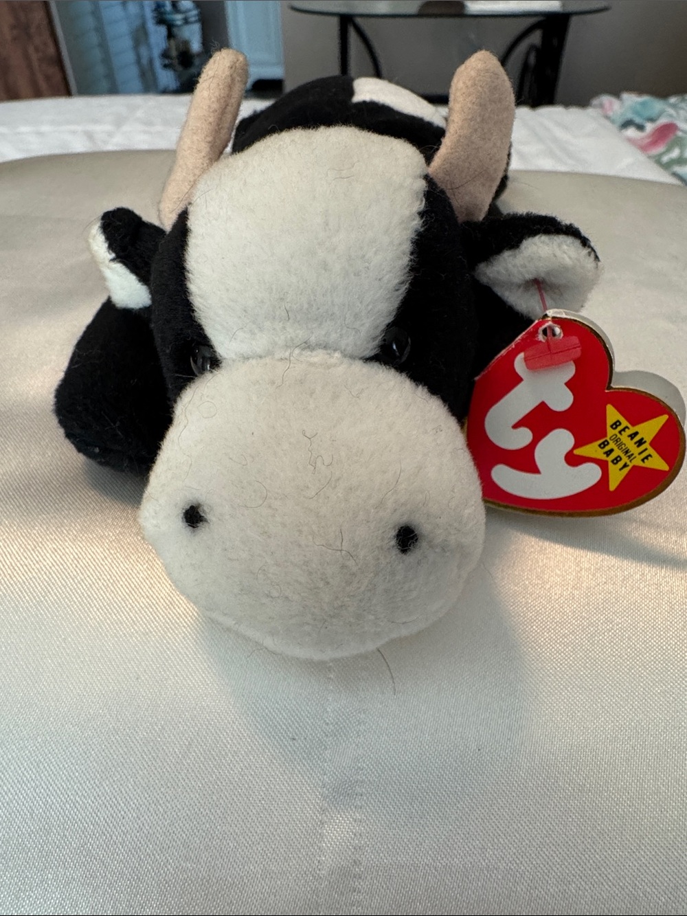 Ty Daisy, Black and White Cow Beanie Baby Plush.